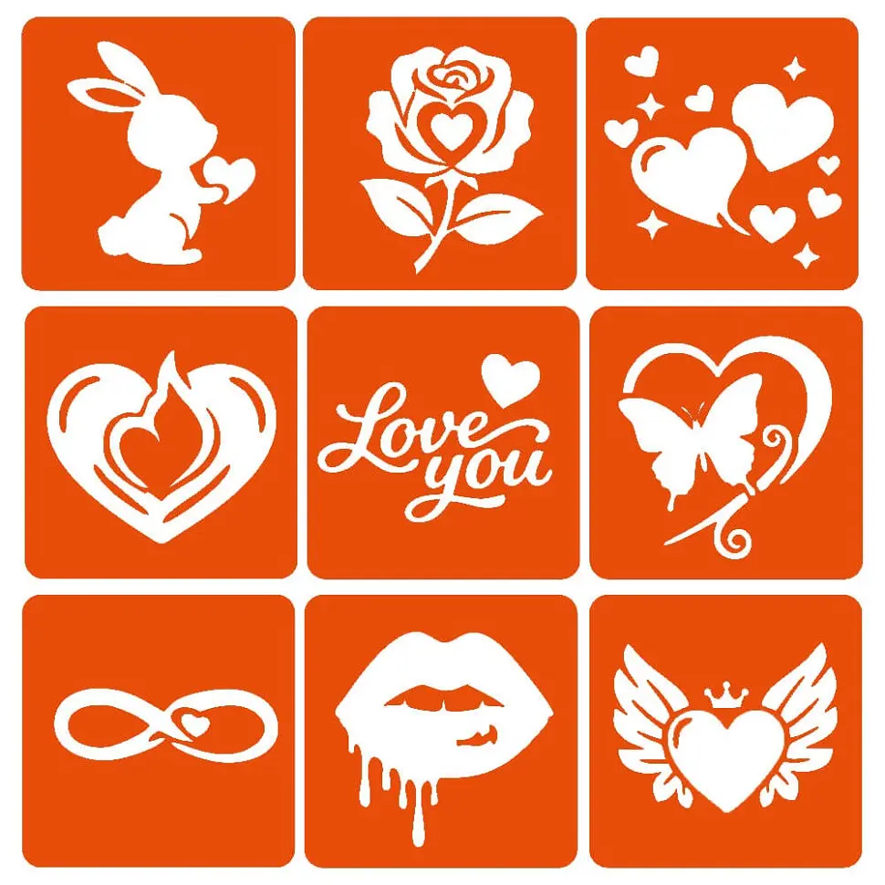 Набір хни з трафаретами для біо-тату №8 Fresh Tattoo henna-set-08, 9 трафаретів - фото 4