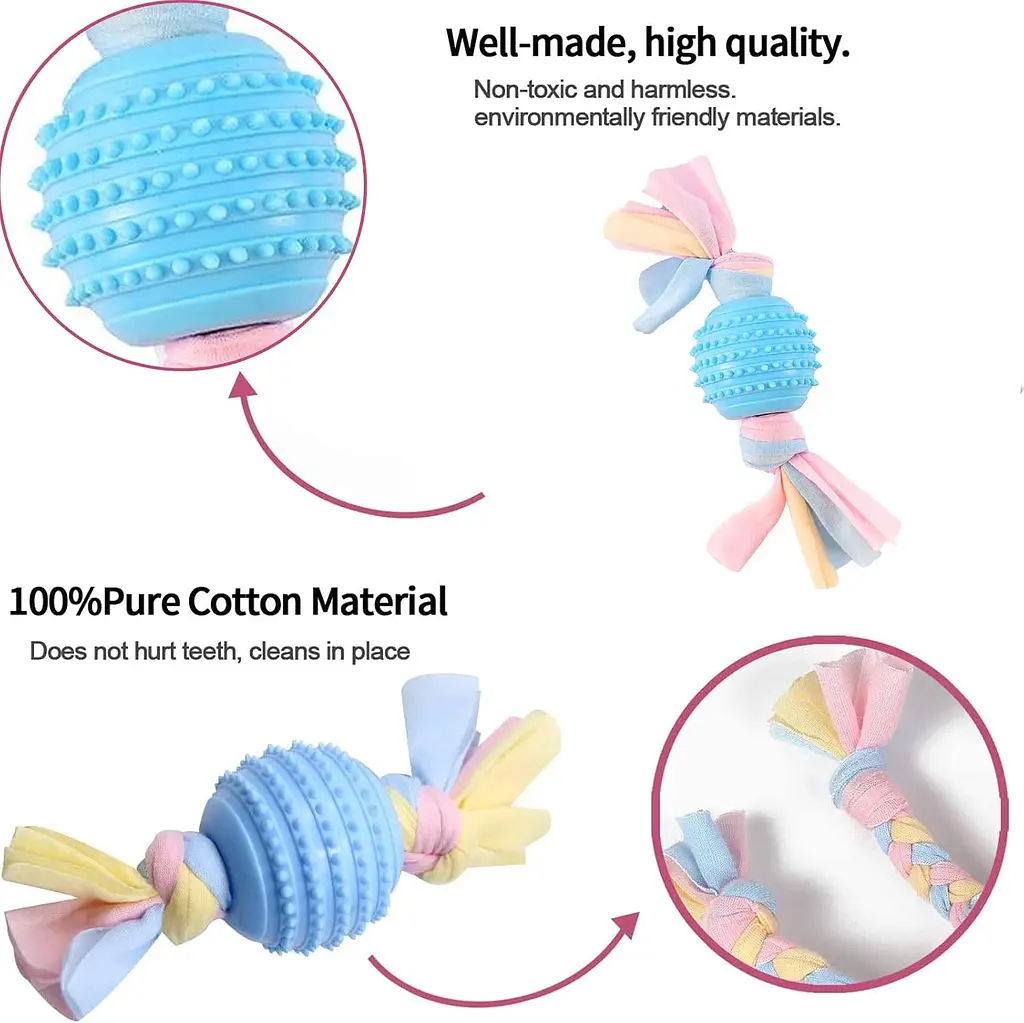 Жувальна іграшка для собак Derby Ribbed ball with cotton rope - фото 3