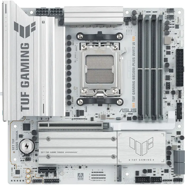 Материнская плата AM5 Asus TUF GAMING B850M-PLUS WIFI7 W, B850, 4xDDR5, Int.Video (CPU), 4xSATA3, 3xM.2, 1xPCI-E 5.0 x16, 1xPCI-E 4.0 x1, ALC1220P, Realtek 2.5Gb, WiFi 7, Bluetooth 5.4, 10xUSB 3.2 / 6xUSB 2.0, HDMI/DP, MicroATX - фото 2