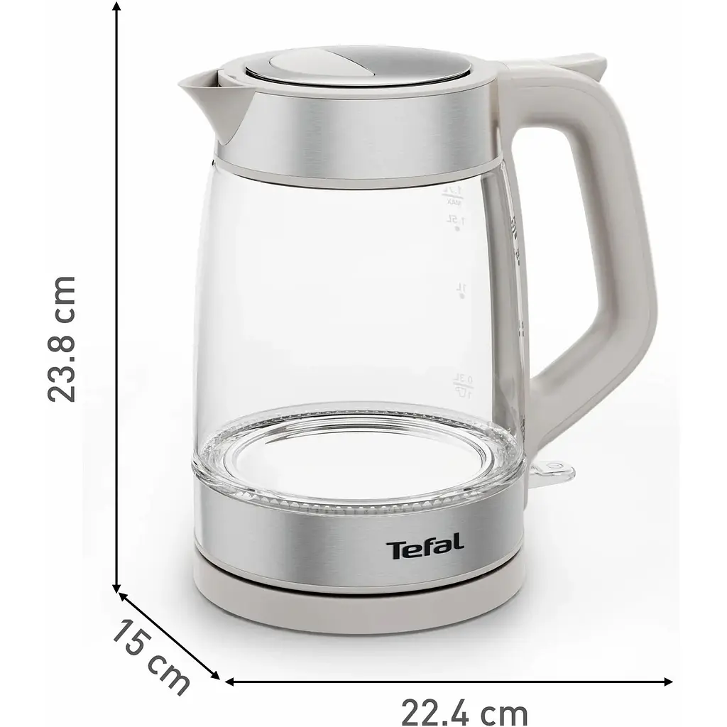 Електрочайник Tefal Glass Kettle 1.7 л скло з підсвіткою біло-срібний (KI605B30) - фото 3