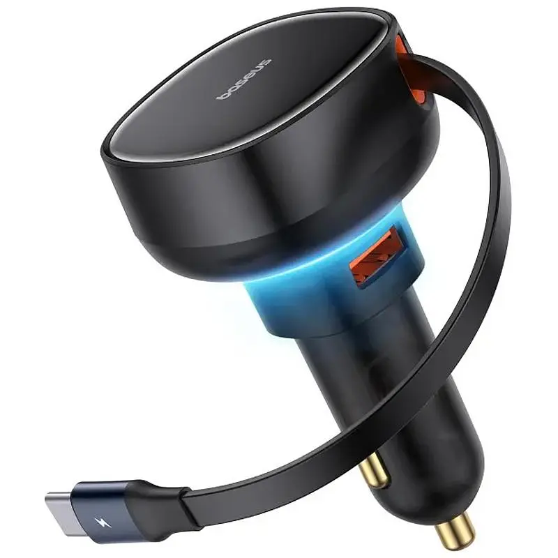 АЗП Enjoyment Pro PD60W+QC3.0 with retractable cable (1USB-A/1C) (C000578) Cluster Black Baseus teh0029946 - фото 4