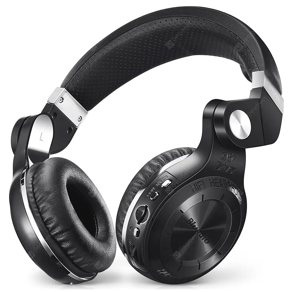 Навушники Bluedio T2 Plus з вбудованим радіо Bluetooth бездротові чорні - фото 2