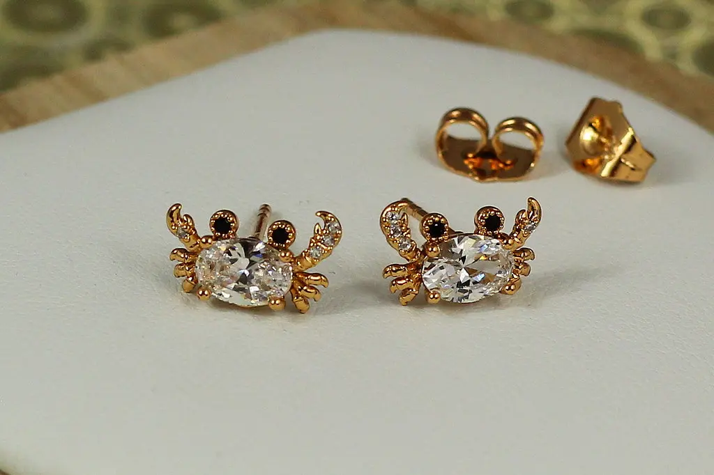 Сережки гвоздики Xuping Jewelry крабики 8 мм золотисті