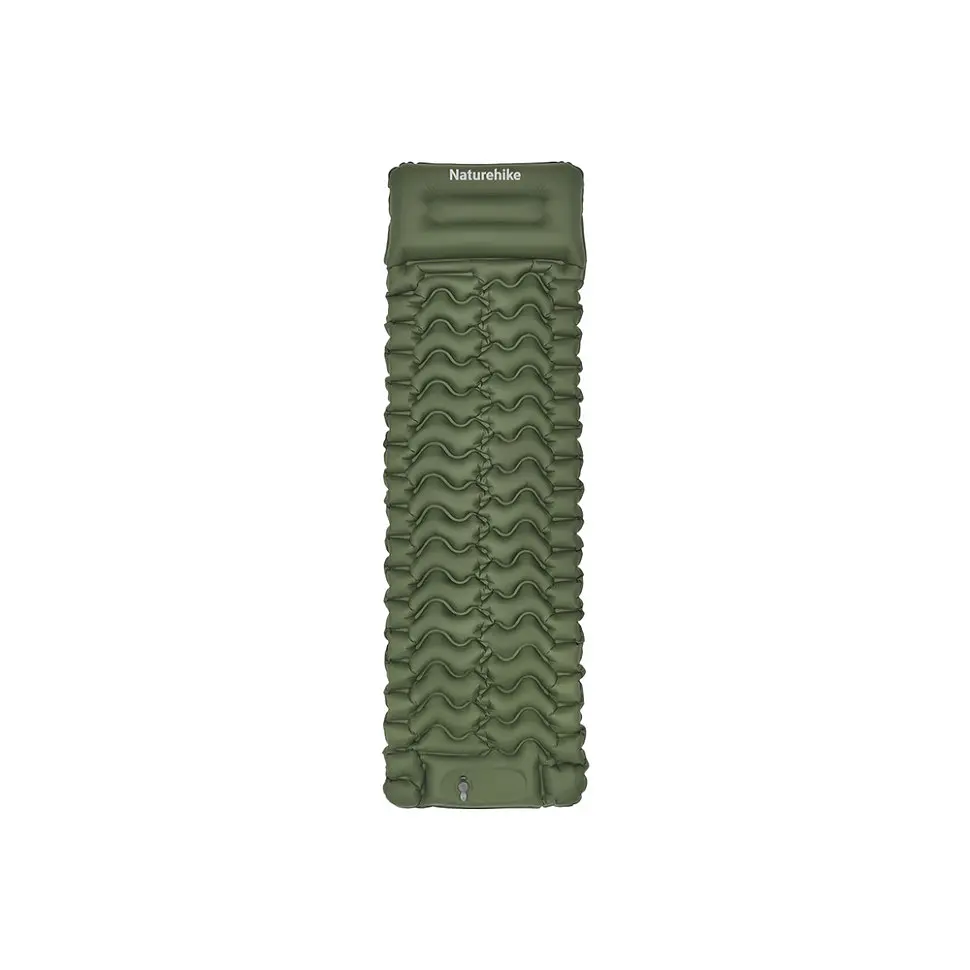 Матрац туристичний надувний одномісний Naturehike CNK2550WS019, 200х60х6.5 см, зелений із вбудованою помпою для надування