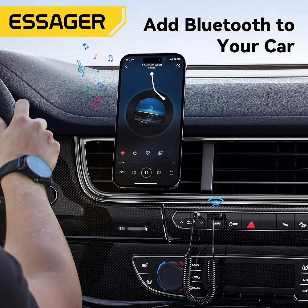 Bluetooth-адаптер Essager Bluetooth 5.0 автомобільний приймач AUX з мікрофоном (EBT-YH01-P) - фото 4