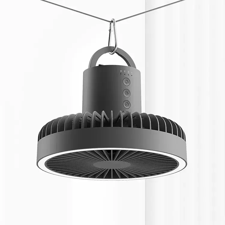 Портативный аккумуляторный вентилятор с подсветкой Kinscoter DQ-212 диаметр 18 см батарея 10 000 mAh, White - фото 7