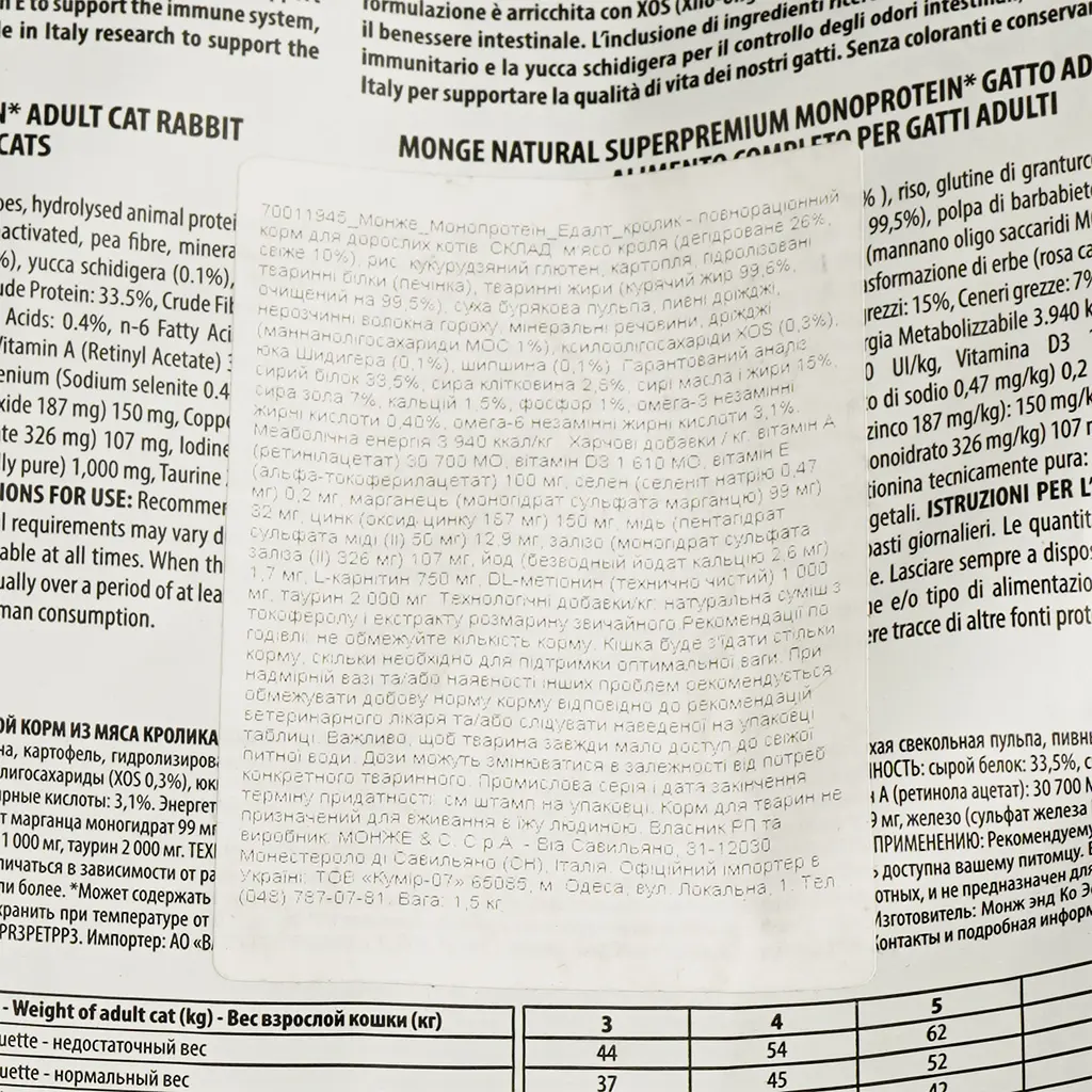 Сухий корм Monge Cat Adult з кроликом, 1,5 кг (70011945) - фото 4