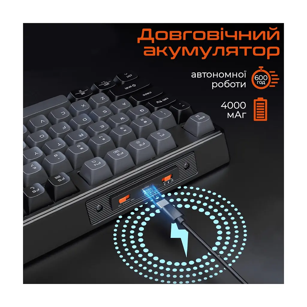 Клавіатура Meetion MK14 Bluetooth/USB Type-C Black (MT-MK14-A-RUA) - фото 8