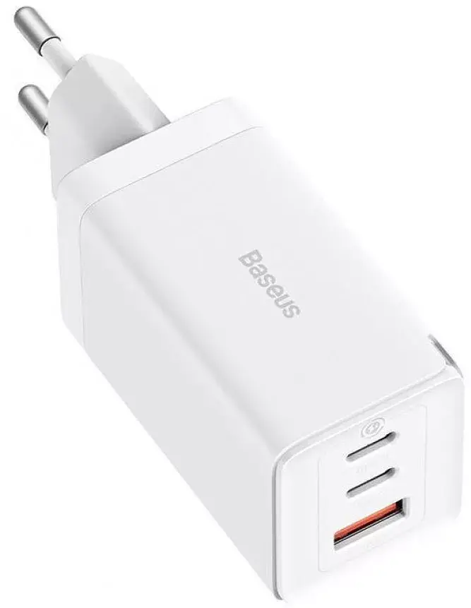 Мережевий зарядний пристрій Baseus GaN5 Pro Fast Charger 2Type-C+USB 65W + Cable Type-C to Type-C CCGP120202 White - фото 3
