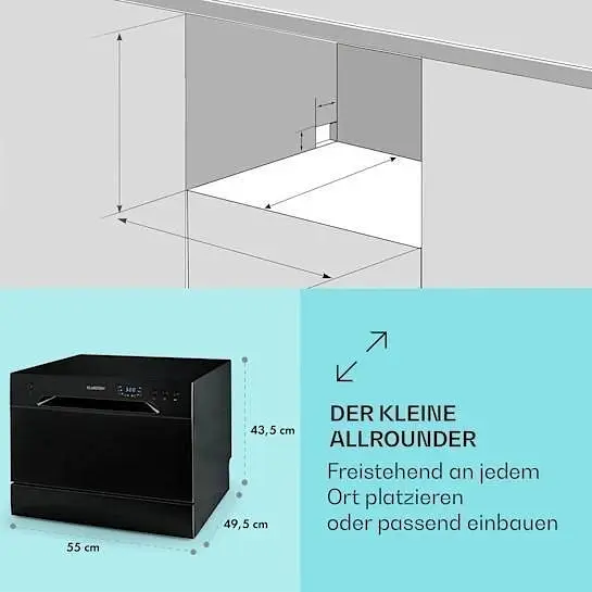 Посудомоечная машина Klarstein Havasia UV 6 УФ-лампа 1380 Вт (10041825) - фото 5