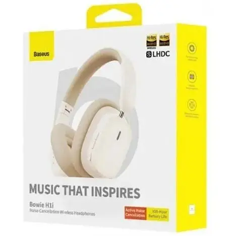 Бездротові навушники Baseus Bowie H1i Noise-Cancellation Wireless Headphones повнорозмірні білі A00050402223-00 - фото 4
