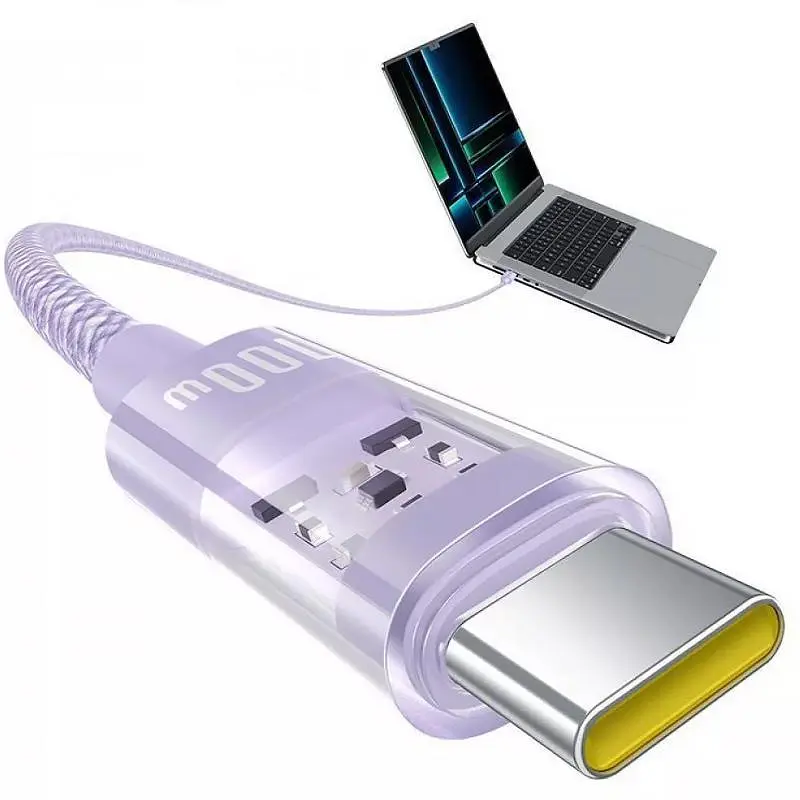 Дата кабель Baseus Gem Fast Charging Type-C to Type-C 100W (1m) (P10373000111) Nebula Purple - фото 4
