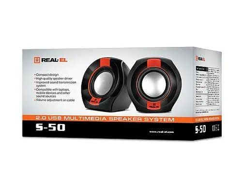 Колонки 2.0 REAL-EL S-50 Black/Red, 2 x 3 Вт, пластиковий корпус, живлення від USB - фото 2