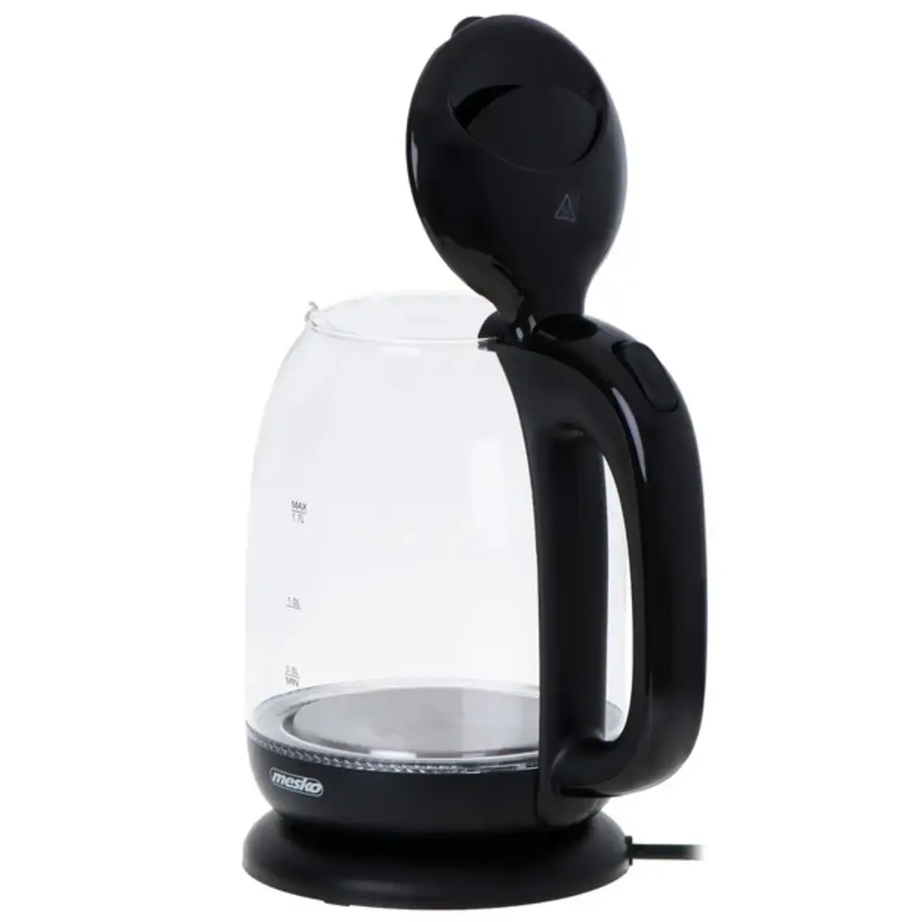 Скляний електрочайник Mesko MS 1302 Black, 1,7 л, 2200 Вт, з LED-підсвіткою, прихований нагрівальний елемент, чорний - фото 2