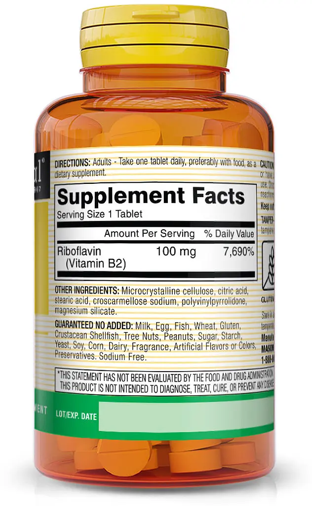 Витамины и минералы Mason Natural Vitamin B2 100 mg, 100 таблеток - фото 2