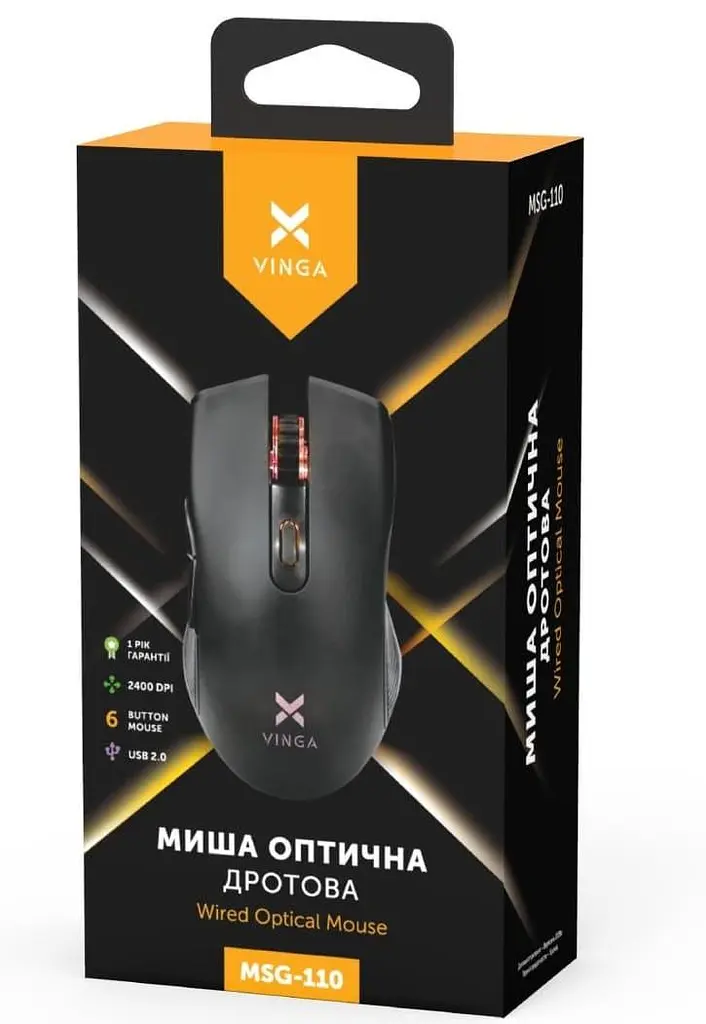 Мышь Vinga MSG-110 USB Black (MSG-110 Black) - фото 3