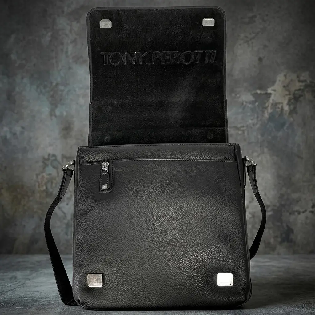Чоловіча шкіряна сумка Tony Perotti Contatto 9207 nero (90639) Чорна - фото 5