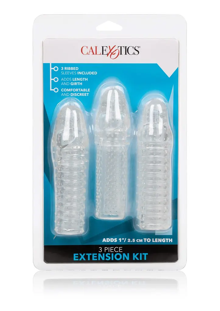 Насадка на пеніс Calexotics 3 Piece Extension Kit, 3 шт (прозорий) - фото 2