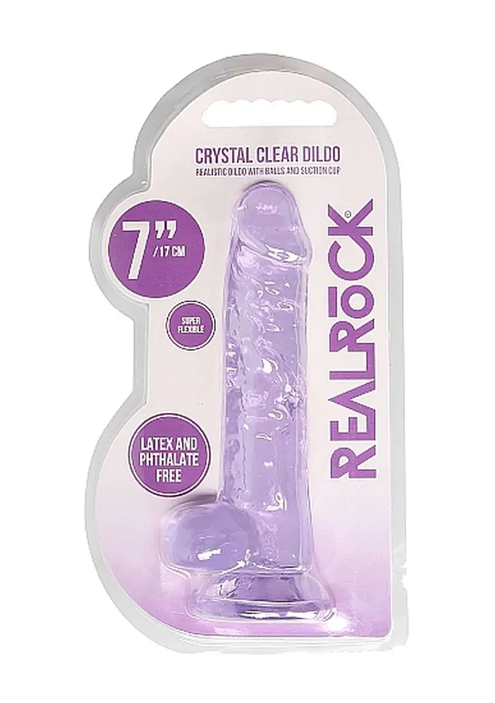 Фалоімітатор RealRock Crystal Clear 7”, 19 см (фіолетовий) - фото 3