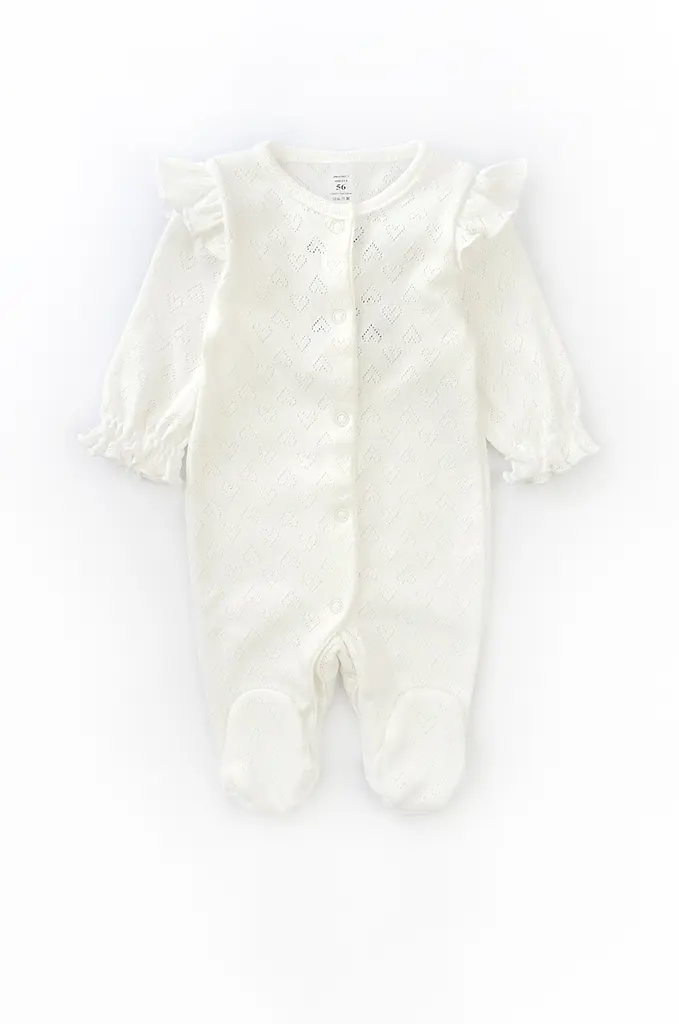 Ясельний комбінезон з шапочкою для новонародженої з ажурної тканини - фото 2