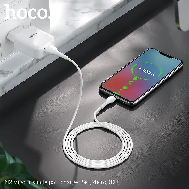 Адаптер мережевий HOCO Micro USB cable Vigour N2 білий - фото 6