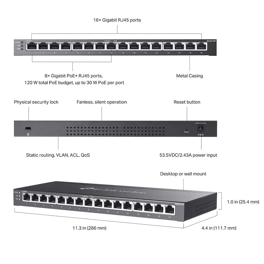 Комутатор TP-Link SG2016P (SG2016P) - фото 6