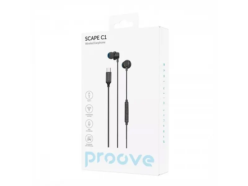 Навушники з мікрофоном Proove Scape C1 Type-C Black (WESC10000201) - фото 2