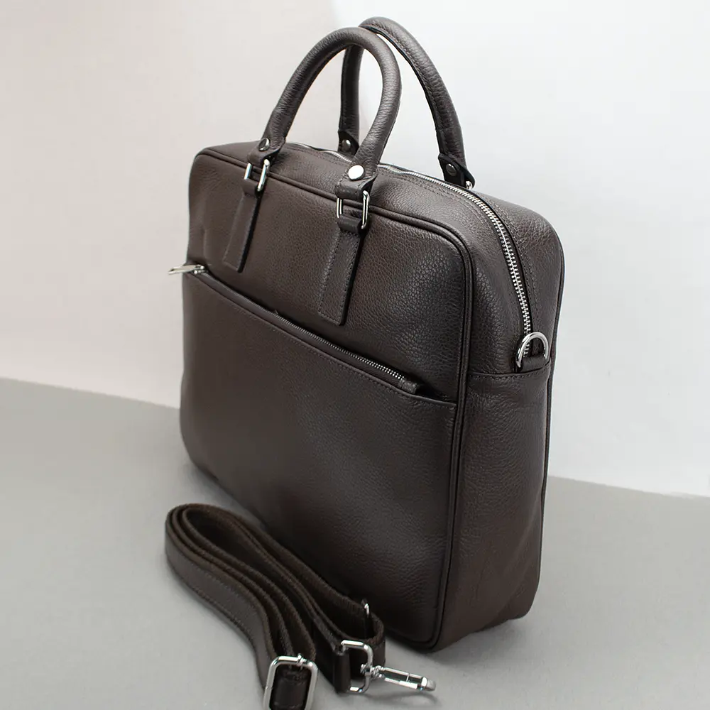 Сумка-портфель ноутбука для ноутбука и документов А4 кожаная Virginia Conti M01287_f  коричневая - фото 3