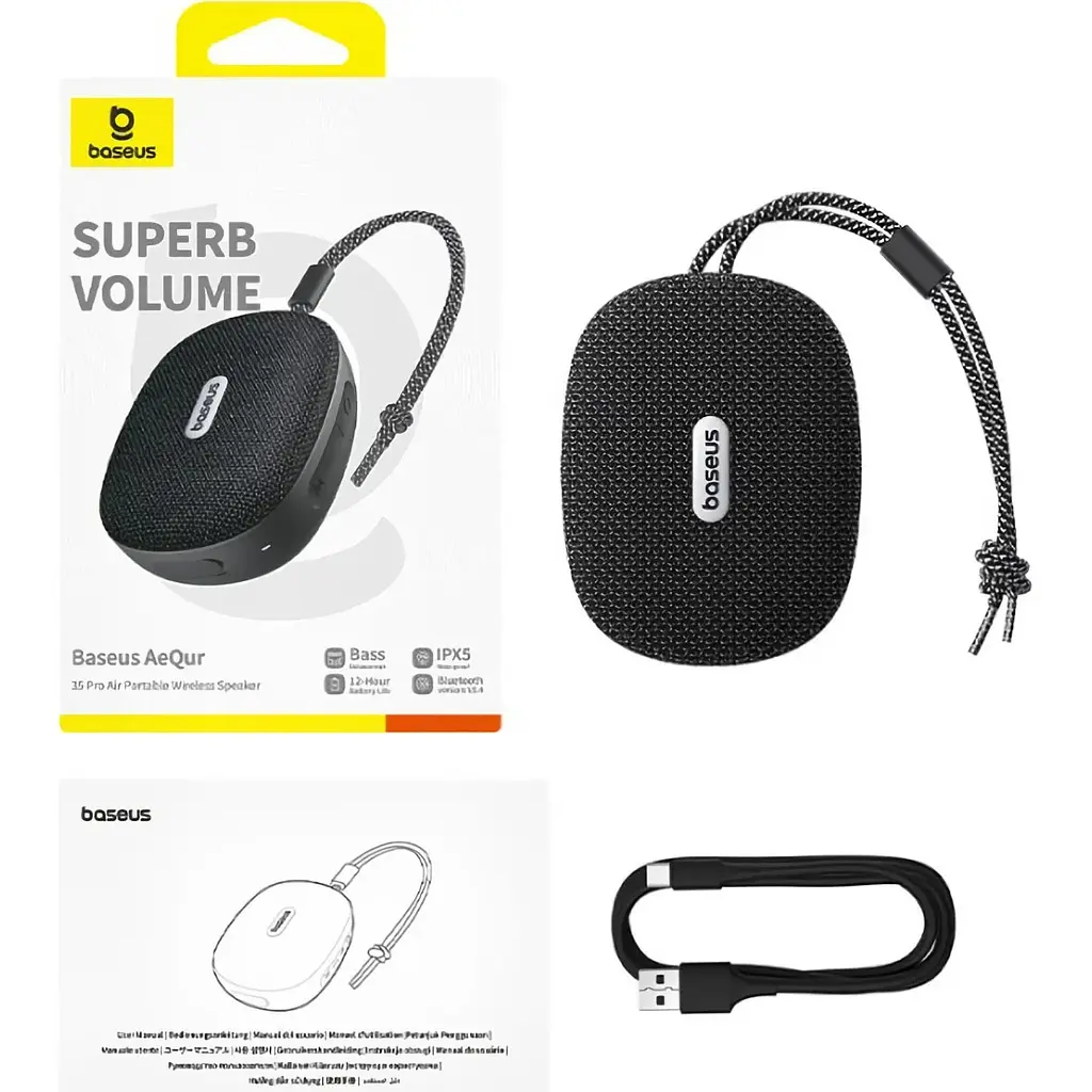 Портативна акустика Baseus AeQur 35 Pro Air Black [A20077600127-00] [133744] - фото 6