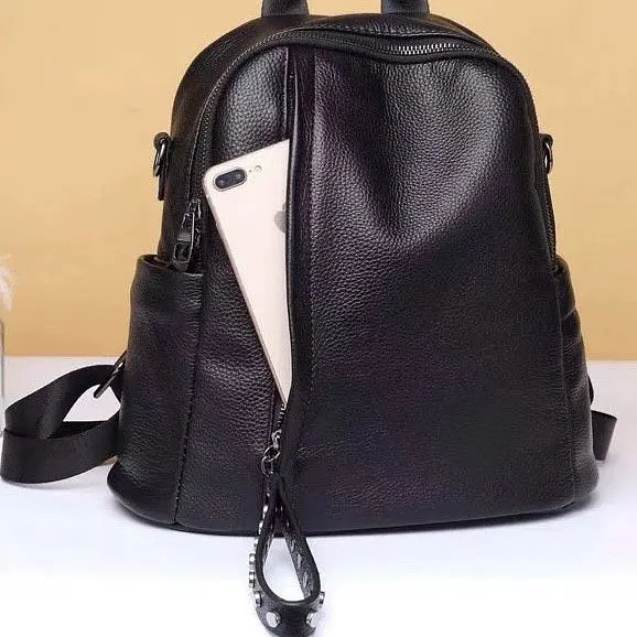 Шкіряний класичний жіночий рюкзак чорний 94083 Tiding Bag - фото 4