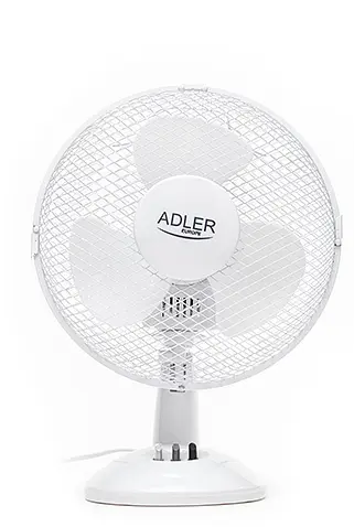 Настільний вентилятор Adler AD 7302, 23 см, 45 Вт, поворотний, 2 швидкості, регулювання нахилу, компактний вентилятор для дому та