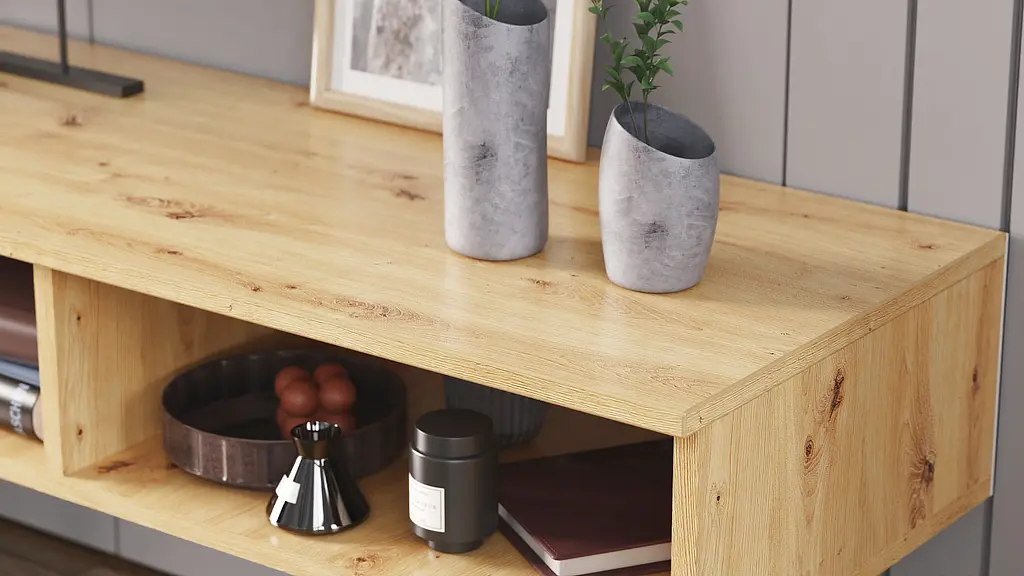 Тумба под ТВ Невада Ferrum-decor 45x100x38 Черный металл ДСП Дуб Артизан 16 мм (FRD-106726) - фото 2