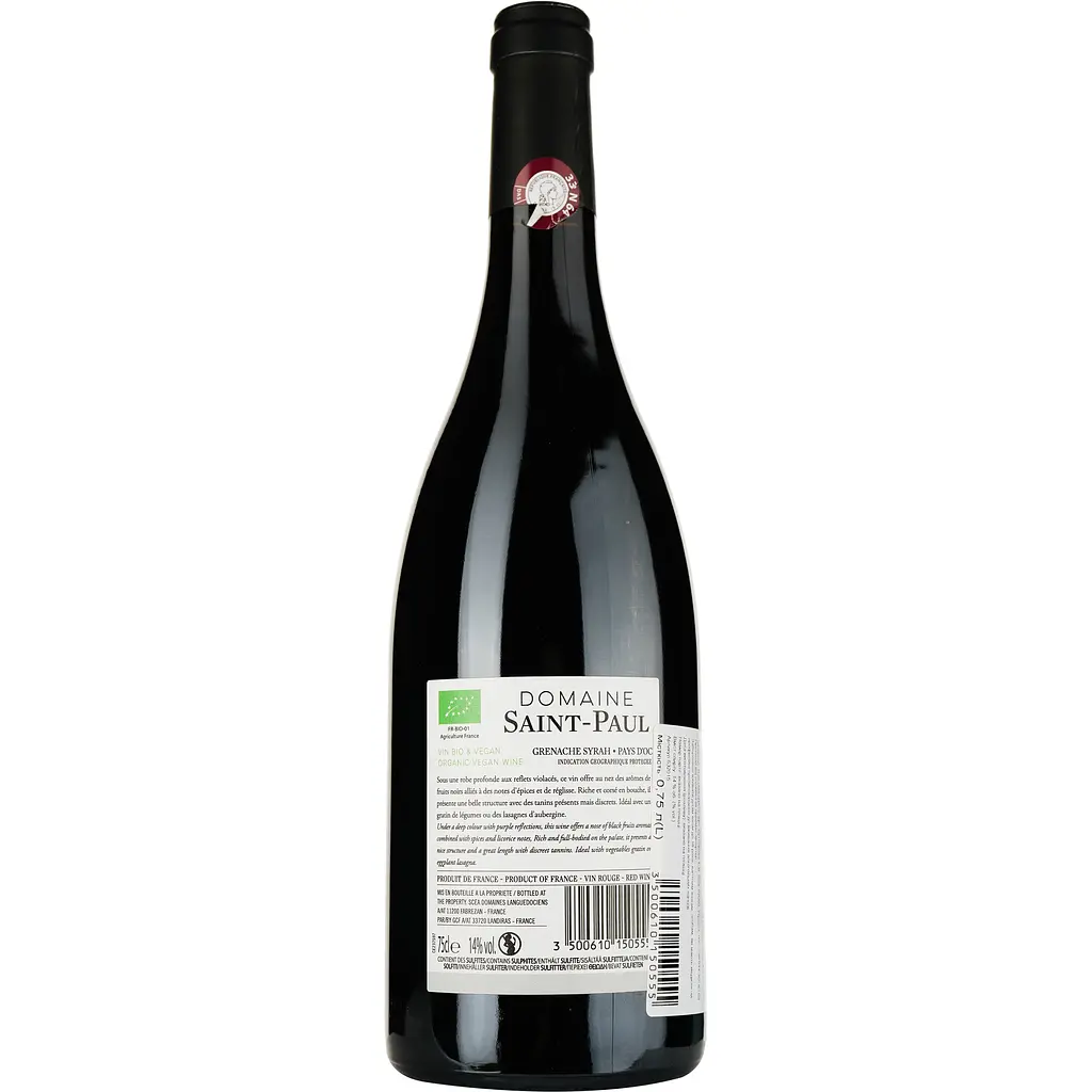 Вино Domaine Saint Paul Grenache Syrah IGP Pays d'Oc красное сухое 0.75 л - фото 2