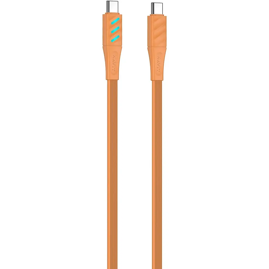Кабель Havit HV-CB6254 PD60W с LED индикатором USB-C to USB-C 3A 1 м оранжевый (HV-CB6254) - фото 2