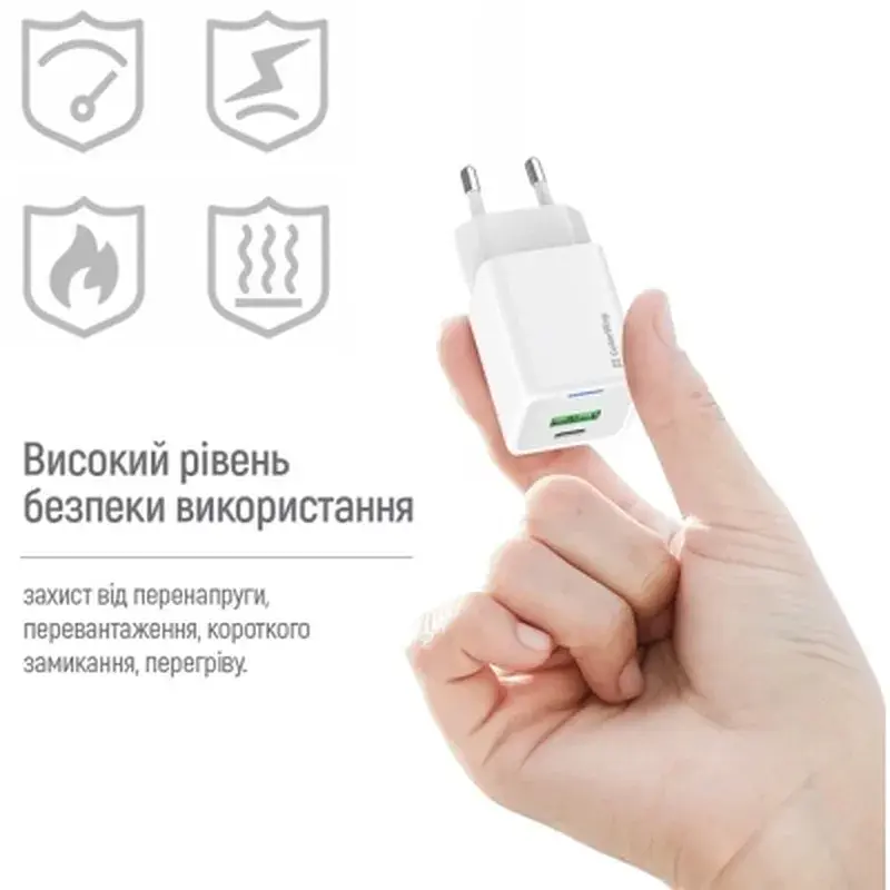 Зарядний пристрій ColorWay USB-C PD20W + 1xUSB QC4.0 white (CW-CHS062PD-WT) - фото 12