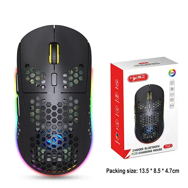 Компьютерная мышь HYSO Т90 беспроводная игровая с аккумулятором и подсветкой 2,4G+Bluetooth - фото 10