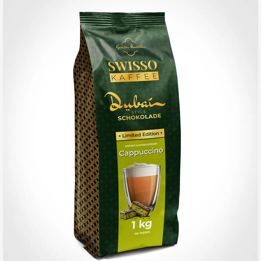 Капучино Swisso Kaffee Cappuccino Schokolade in Dubai-Style зі смаком Дубайський шоколад 1 кг