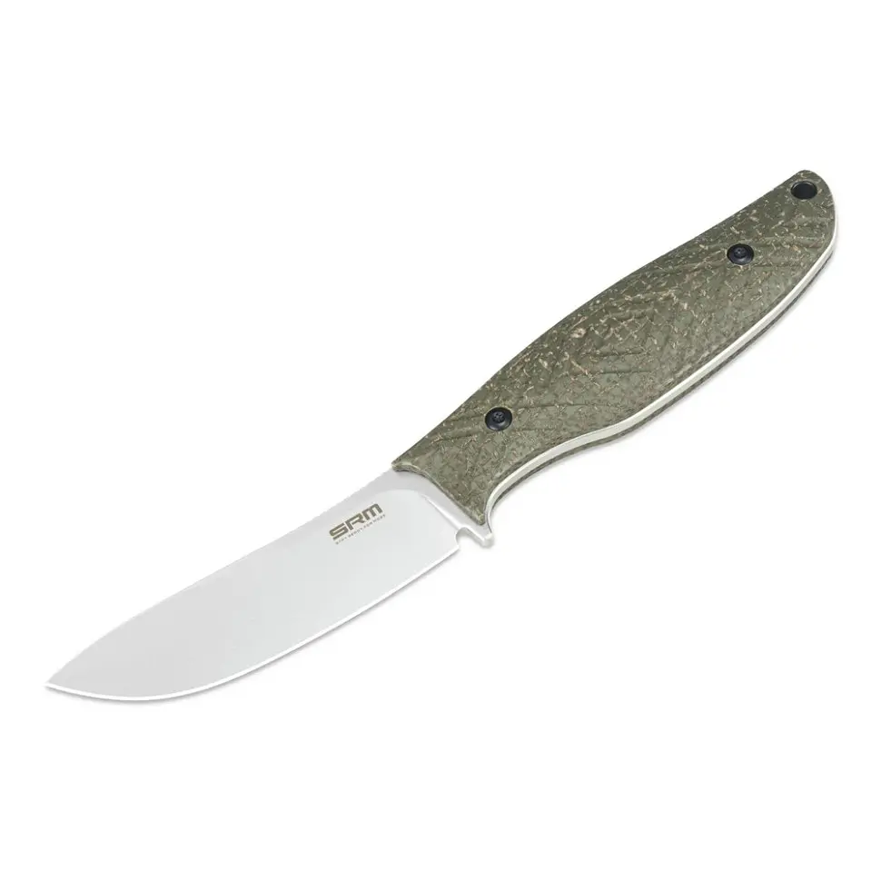 Ніж з чохлом туристичний SRM Fossa 605T-MP, (8.8 см) 14C28N / Micarta зелений - фото 3