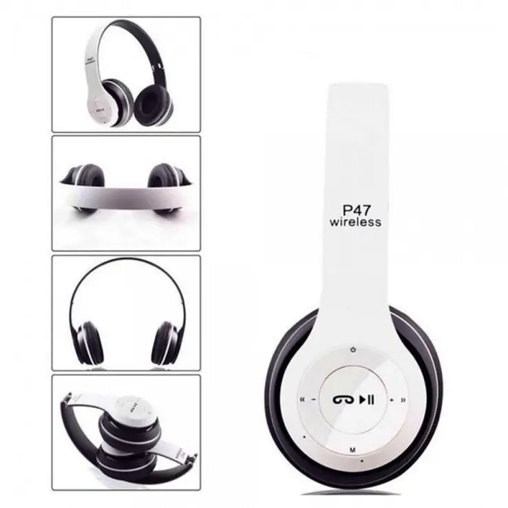 Бездротові блютуз навушники з радіо та MP3 плеєром FM Bluetooth UKC P47 білі - фото 2