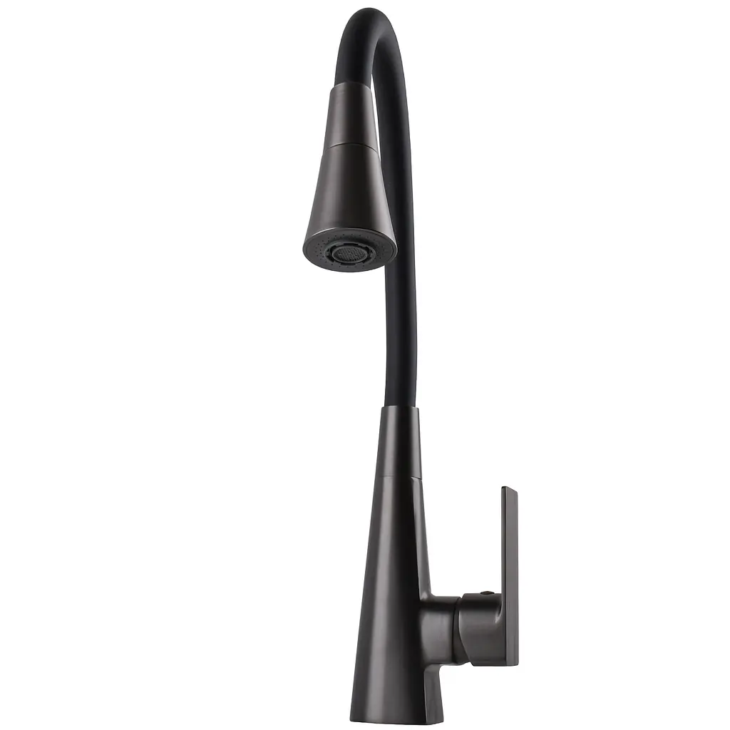 Змішувач Globus Lux NIAGARA GLN-0203SM-GP одноричажний поворотний для кухні графіт чорний з системою швидкого монтажу - фото 3