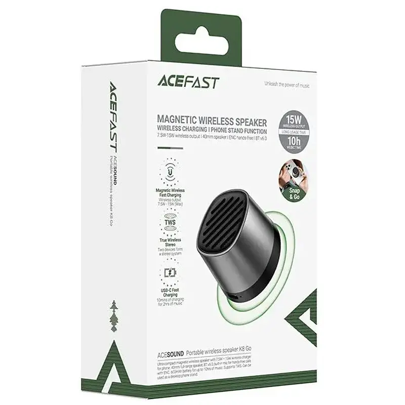 Bluetooth Колонка K8 + БЗУ 15W Black Acefast teh0029774 - фото 5