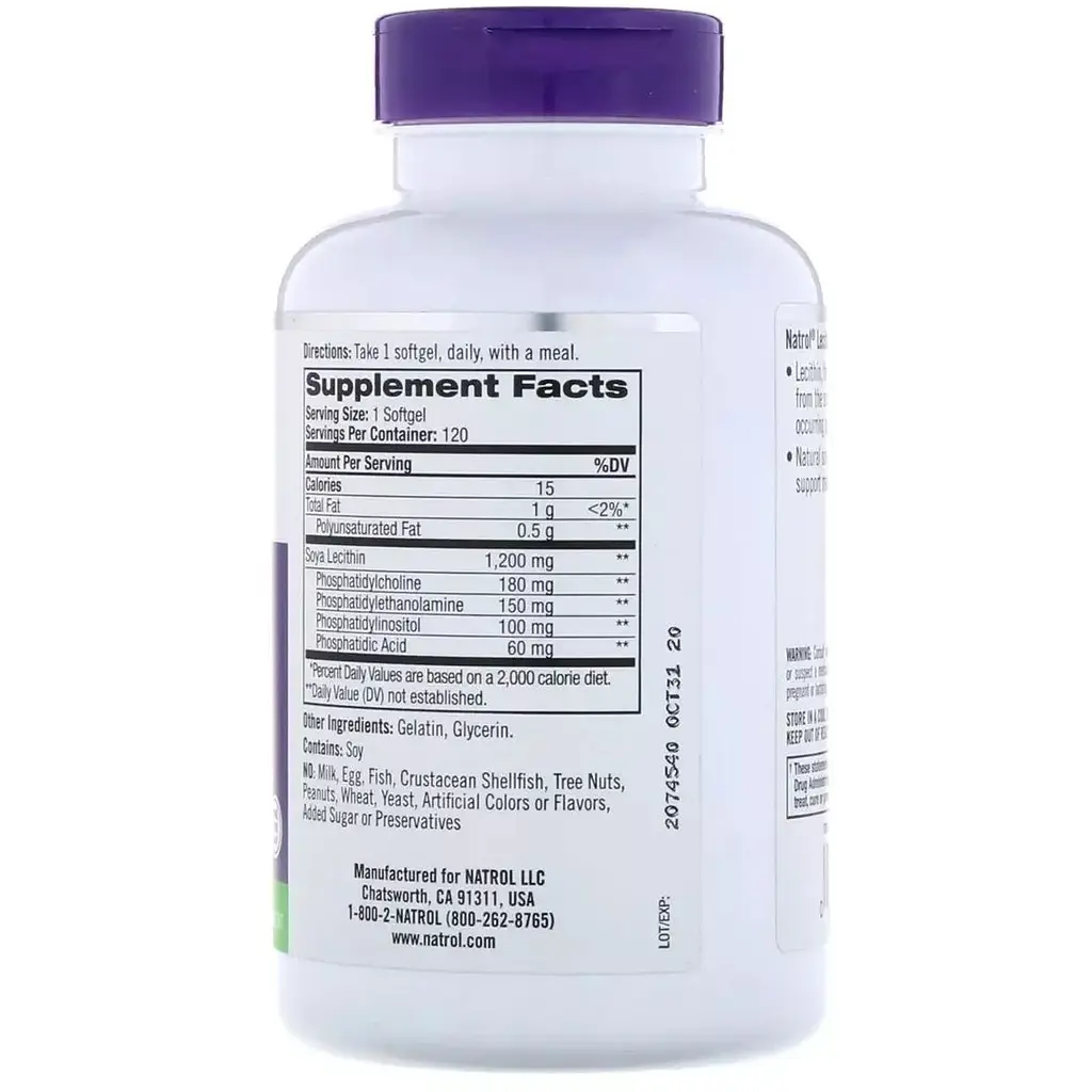 Лецитин Natrol 1200 мг 120 желатиновых капсул - фото 2