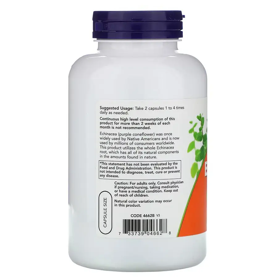 Натуральна добавка Now Echinacea 400 mg 250 вегакапсул - фото 3