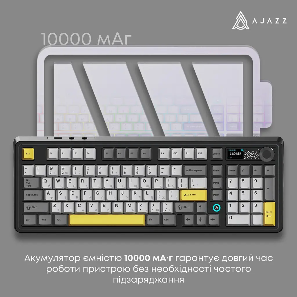 Клавиатура Ajazz AK980 V2 Gift Switch V2 Black/Grey/Yellow (AK980-V2-G-BGY) [156884] - фото 12