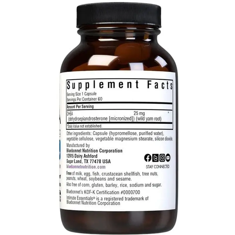 Стимулятор тестостерону Bluebonnet Nutrition Intimate Essentials DHEA 25 mg 60 вегакапсул - фото 2