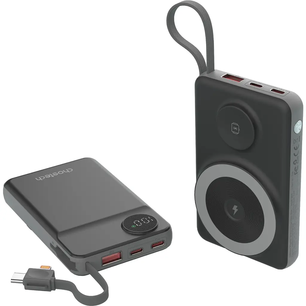 УМБ Choetech Magnetic Wireless 10000mAh 22.5W,PD,QC3.0 USB-A,2xUSB-C AppleWatchcharg,build in type-C - фото 3