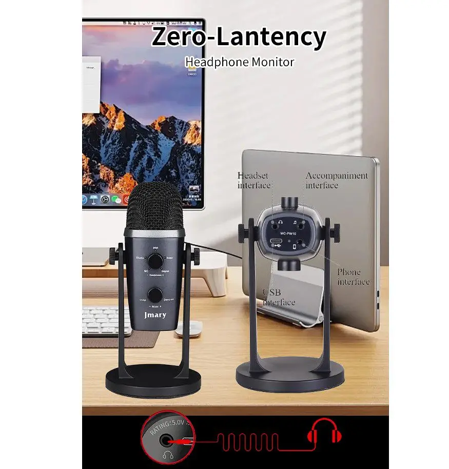 Професійний студійний конденсаторний мікрофон Jmary MCPW10 USB Black - фото 7