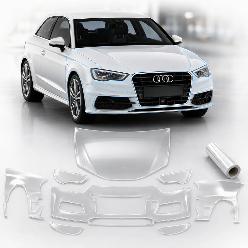 Антигравійна захисна бронеплівка за лекалами для Audi A3 8V 2012-2020 - передня частина авто (капот бампер крила))
