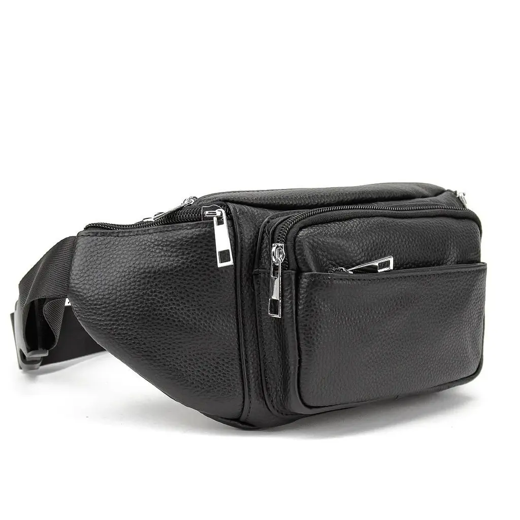 Містка шкіряна сумка на пояс чорна Tiding Bag M56-2030A - фото 3