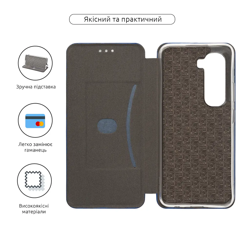 Чехол-книжка для Infinix Hot 50 4G, G-Case, синий, кожаный чехол-книга из экокожи (PU) и TPU, с магнитом, с подставкой и вместительным кардхолдером, противоударный, защита всего корпуса, ArmorStandart (ARM80966) - фото 3